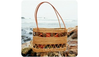 ethnic home made shopping handbags straw ata rattan bali